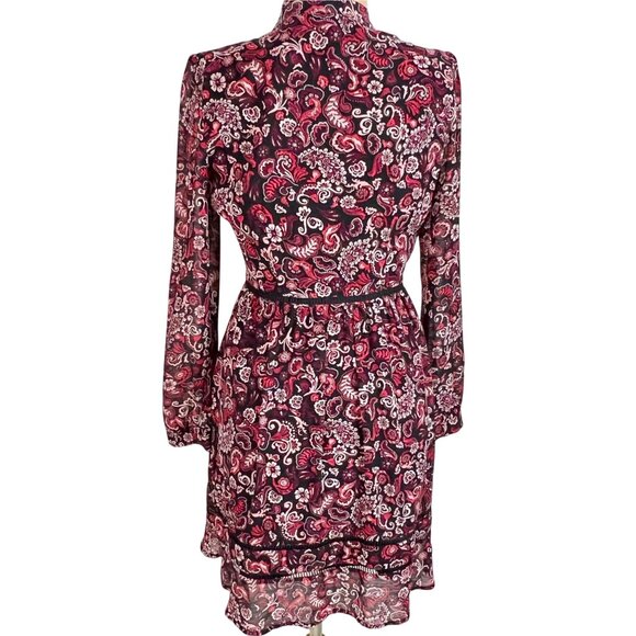 Cupcakes & Cashmere Graceland Paisley Peasant Dress Size 2 Black/Red Chiffon - Picture 8 of 12